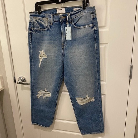 Frame Le Stevie Women's Crop Jeans. Distressed. Blue. Size 29. Streewear. Cute - Picture 7 of 13